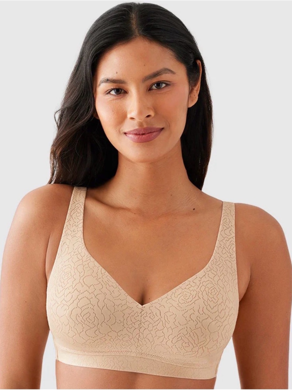 Wacoal Inside Job Beige Sand Lace Wireless Wire Free Comfort Bra size 34G